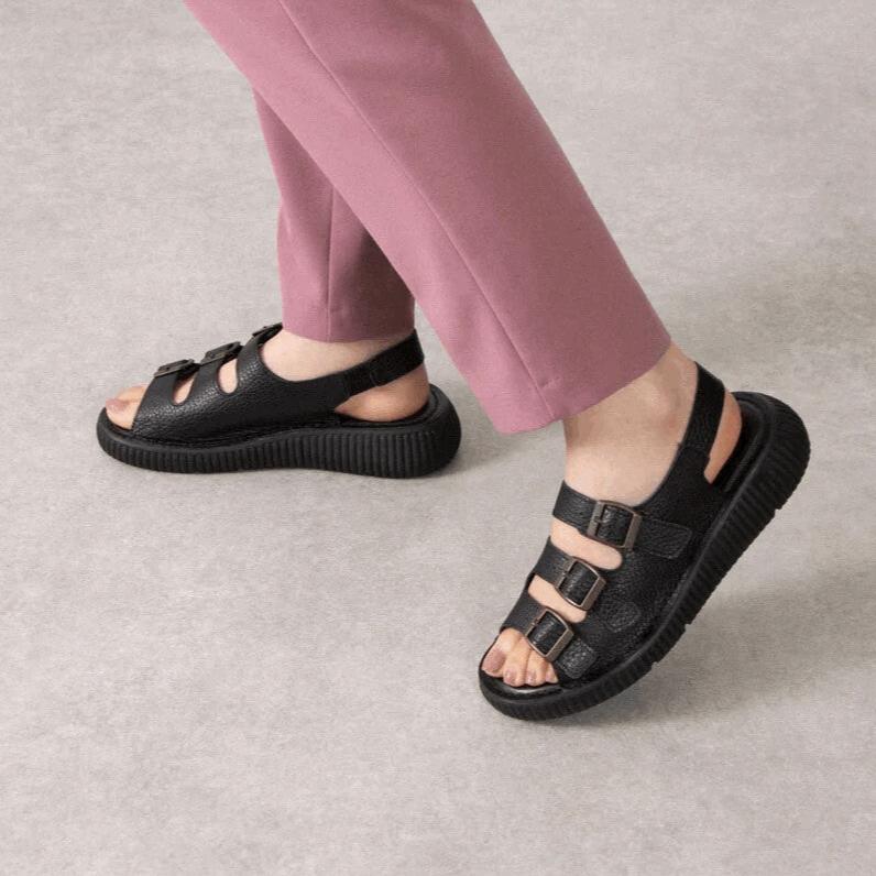 LEATHER COMFORT SANDALS BLACK