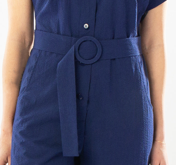 HORIZON JUMPSUIT NAVY SEERSUCKER