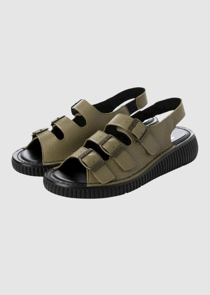 LEATHER COMFORT SANDALS KHAKI