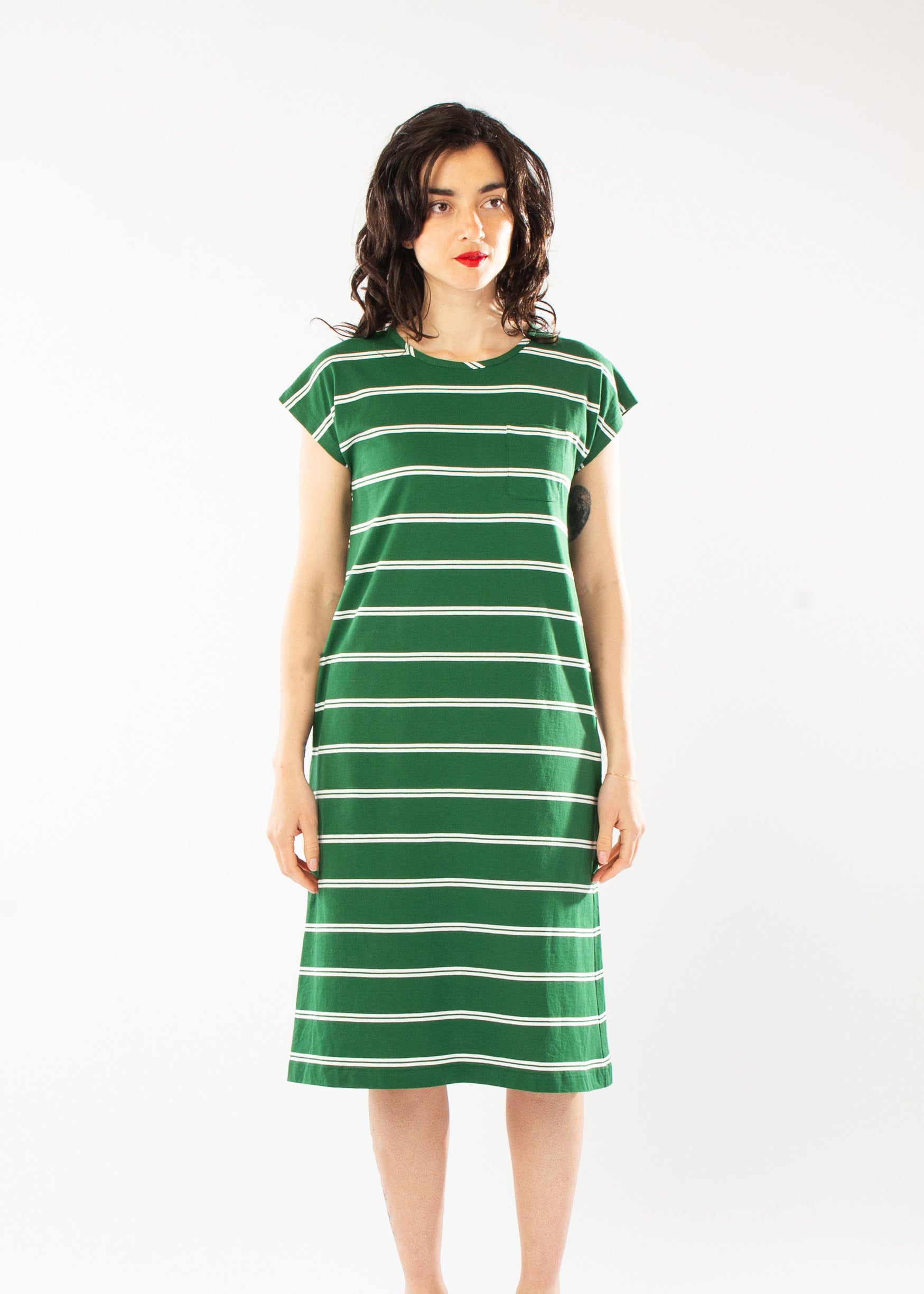 DREAMER DRESS GREEN STRIPE