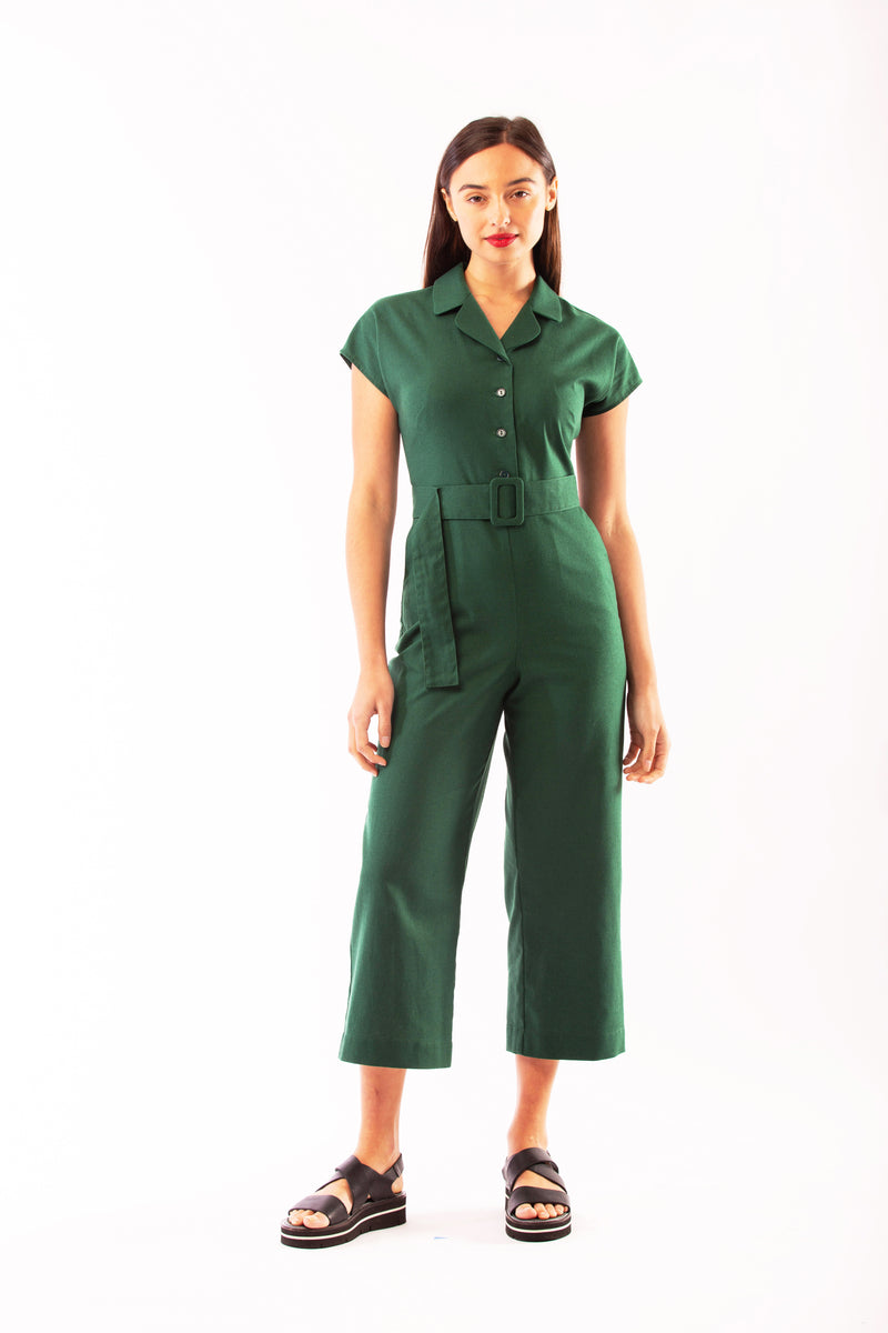 Green fitted hot sale jumpsuit